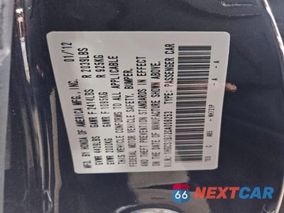 Zdjęcie 12 z 12 samochodu: 2012 HONDA ACCORD EX VIN:1HGCS1B72CA008253 - miniatura