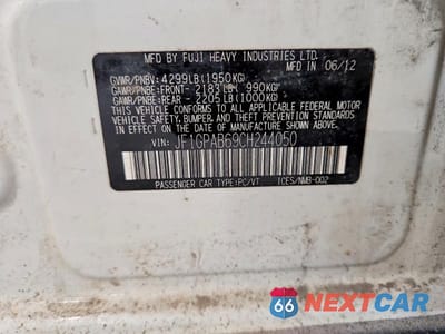 Zdjęcie 13 z 13 samochodu: 2012 SUBARU IMPREZA PREMIUM VIN:JF1GPAB69CH244050 - miniatura