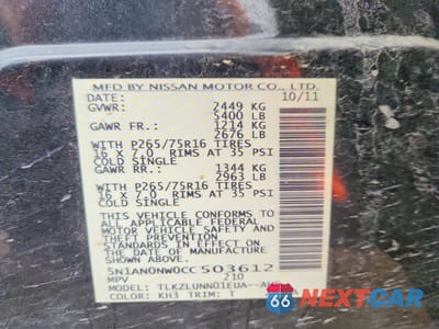 Zdjęcie 14 z 14 samochodu: 2012 NISSAN XTERRA X VIN:5N1AN0NW0CC503612 - miniatura