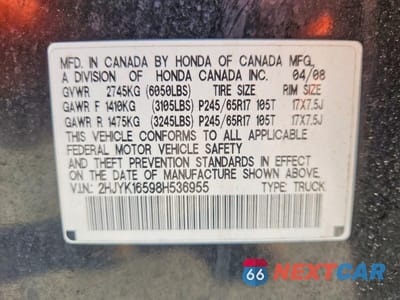 Zdjęcie 12 z 12 samochodu: 2008 HONDA RIDGELINE RTL VIN:2HJYK16598H536955 - miniatura