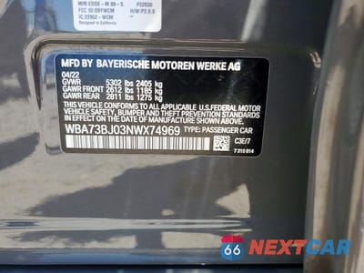 Zdjęcie 12 z 12 samochodu: 2022 BMW 540 XI VIN:WBA73BJ03NWX74969 - miniatura