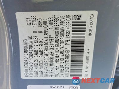 Zdjęcie 12 z 12 samochodu: 2024 HONDA CIVIC EX VIN:2HGFE1F75RH326957 - miniatura