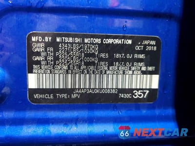 Zdjęcie 14 z 14 samochodu: 2019 MITSUBISHI OUTLANDER SPORT ES VIN:JA4AP3AU0KU008382 - miniatura