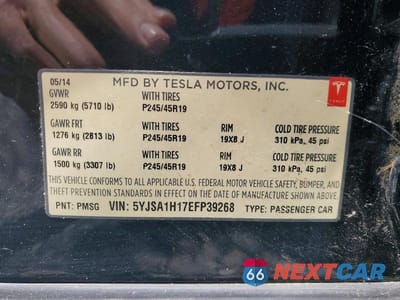 Zdjęcie 12 z 12 samochodu: 2014 TESLA MODEL S VIN:5YJSA1H17EFP39268 - miniatura