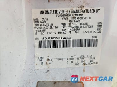Zdjęcie 12 z 12 samochodu: 2015 FORD F550 SUPER DUTY VIN:1FDUF5GY5FEC42539 - miniatura