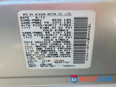 Zdjęcie 13 z 13 samochodu: 2012 NISSAN ROGUE S VIN:JN8AS5MV7CW718409 - miniatura