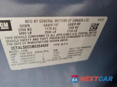 Zdjęcie 13 z 13 samochodu: 2011 GMC TERRAIN SLE VIN:2CTALSEC5B6354430 - miniatura