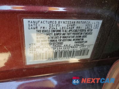 Zdjęcie 13 z 13 samochodu: 2025 NISSAN SENTRA SV VIN:3N1AB8CV1SY336983 - miniatura
