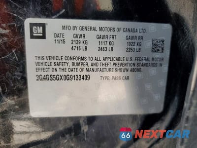 Zdjęcie 13 z 13 samochodu: 2016 BUICK REGAL PREMIUM VIN:2G4GS5GX0G9133409 - miniatura