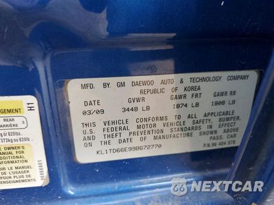 Zdjęcie 12 z 12 samochodu: 2009 CHEVROLET AVEO LS VIN:KL1TD66E99B672770 - miniatura