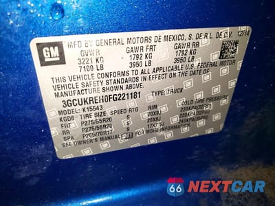 Zdjęcie 12 z 12 samochodu: 2015 CHEVROLET SILVERADO K1500 LT VIN:3GCUKREH0FG221181 - miniatura