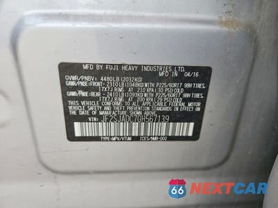 Zdjęcie 12 z 12 samochodu: 2016 SUBARU FORESTER 2.5I PREMIUM VIN:JF2SJADC7GH567139 - miniatura