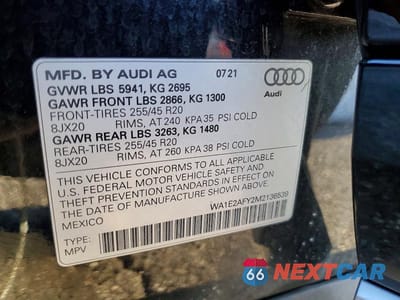Zdjęcie 13 z 13 samochodu: 2021 AUDI Q5 E PREMIUM PLUS VIN:WA1E2AFY2M2136539 - miniatura