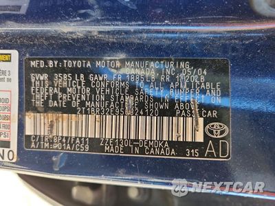 Zdjęcie 12 z 12 samochodu: 2005 TOYOTA COROLLA CE VIN:2T1BR32E95C324120 - miniatura