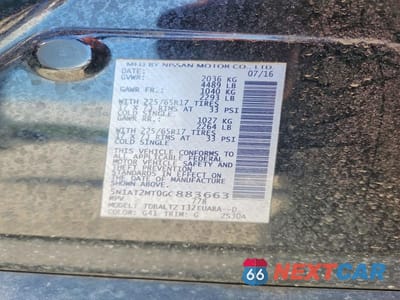 Zdjęcie 12 z 12 samochodu: 2016 NISSAN ROGUE SV VIN:5N1AT2MT0GC883663 - miniatura