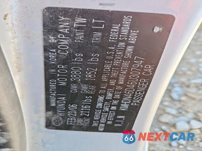 Zdjęcie 12 z 12 samochodu: 2006 HYUNDAI ELANTRA GLS VIN:KMHDN46D46U307947 - miniatura