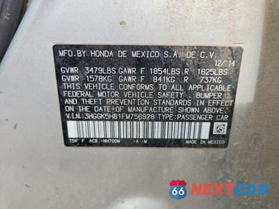 Zdjęcie 13 z 13 samochodu: 2015 HONDA FIT EX VIN:3HGGK5H81FM756928 - miniatura