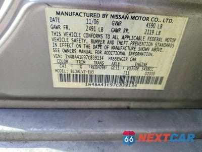 Zdjęcie 12 z 12 samochodu: 2007 NISSAN MAXIMA 3.5 SE VIN:1N4BA41E97C839134 - miniatura