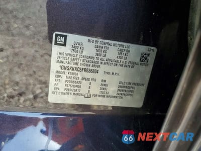 Zdjęcie 12 z 12 samochodu: 2015 CHEVROLET SUBURBAN K1500 LTZ VIN:1GNSKKKC5FR636804 - miniatura