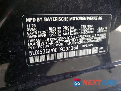 Zdjęcie 12 z 12 samochodu: 2026 BMW X3 30 XDRIVE VIN:5UX53GP00T9294364 - miniatura