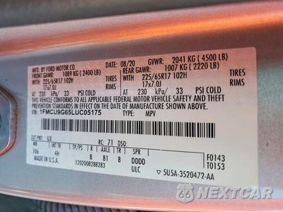Zdjęcie 13 z 13 samochodu: 2020 FORD ESCAPE SE VIN:1FMCU9G65LUC05175 - miniatura