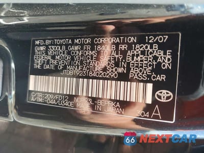 Zdjęcie 12 z 12 samochodu: 2008 TOYOTA YARIS BASE VIN:JTDBT923184020290 - miniatura