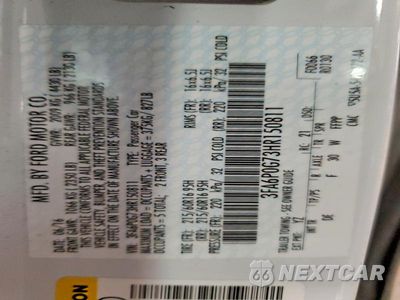 Zdjęcie 12 z 12 samochodu: 2017 FORD FUSION S VIN:3FA6P0G73HR150811 - miniatura