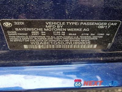Zdjęcie 13 z 13 samochodu: 2018 BMW 320 I VIN:WBA8E1G50JNU89805 - miniatura
