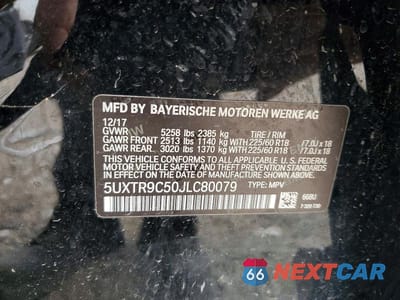 Zdjęcie 12 z 12 samochodu: 2018 BMW X3 XDRIVE30I VIN:5UXTR9C50JLC80079 - miniatura
