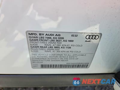 Zdjęcie 12 z 12 samochodu: 2022 AUDI E-TRON PREMIUM VIN:WA1AAAGE9NB024506 - miniatura