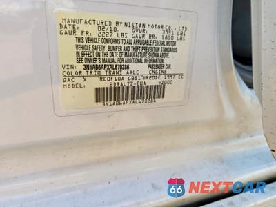 Zdjęcie 13 z 13 samochodu: 2010 NISSAN SENTRA 2.0 VIN:3N1AB6APXAL670286 - miniatura