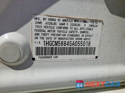 Zdjęcie 13 z 13 samochodu: 2005 HONDA ACCORD EX VIN:1HGCM56845A055016 - miniatura