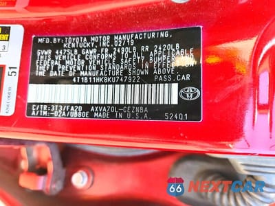 Zdjęcie 13 z 13 samochodu: 2019 TOYOTA CAMRY LE VIN:4T1B11HK8KU747922 - miniatura