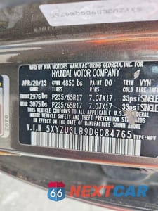 Zdjęcie 13 z 13 samochodu: 2013 HYUNDAI SANTA FE SPORT 2.4L VIN:5XYZU3LB9DG084765 - miniatura
