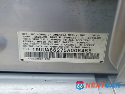Zdjęcie 12 z 12 samochodu: 2005 ACURA TL VIN:19UUA66275A006455 - miniatura