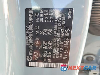Zdjęcie 12 z 12 samochodu: 2024 HYUNDAI SANTA CRUZ SEL VIN:5NTJB4AE6RH099540 - miniatura