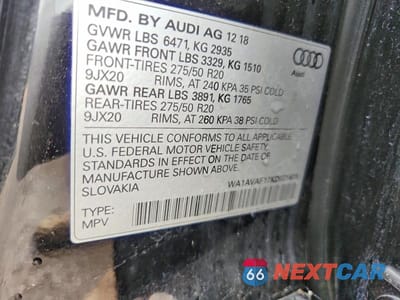 Zdjęcie 12 z 12 samochodu: 2019 AUDI Q8 PREMIUM VIN:WA1AVAF17KD021476 - miniatura