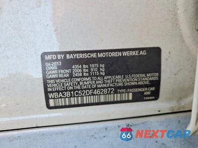 Zdjęcie 12 z 12 samochodu: 2013 BMW 320 I VIN:WBA3B1C52DF462872 - miniatura