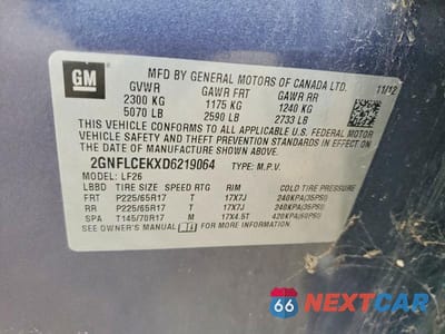 Zdjęcie 13 z 13 samochodu: 2013 CHEVROLET EQUINOX LS VIN:2GNFLCEKXD6219064 - miniatura