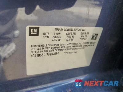 Zdjęcie 12 z 12 samochodu: 2015 CHEVROLET MALIBU LS VIN:1G11B5SL1FF237534 - miniatura