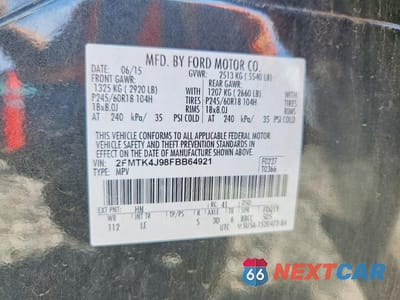 Zdjęcie 12 z 12 samochodu: 2015 FORD EDGE SEL VIN:2FMTK4J98FBB64921 - miniatura