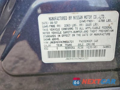 Zdjęcie 13 z 13 samochodu: 2007 INFINITI G35 X VIN:JNKBV61FX7M824721 - miniatura