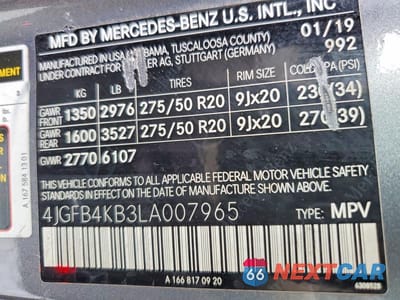 Zdjęcie 13 z 13 samochodu: 2020 MERCEDES-BENZ GLE 350 4MATIC VIN:4JGFB4KB3LA007965 - miniatura