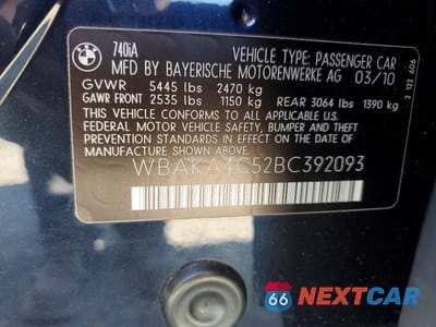 Zdjęcie 13 z 13 samochodu: 2011 BMW 740 I VIN:WBAKA4C52BC392093 - miniatura