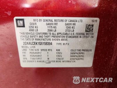 Zdjęcie 14 z 14 samochodu: 2016 CHEVROLET EQUINOX LT VIN:2GNALCEK1G6158394 - miniatura