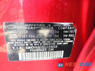 Zdjęcie 12 z 12 samochodu: 2014 HYUNDAI ELANTRA SE VIN:KMHDH4AE6EU159659 - miniatura