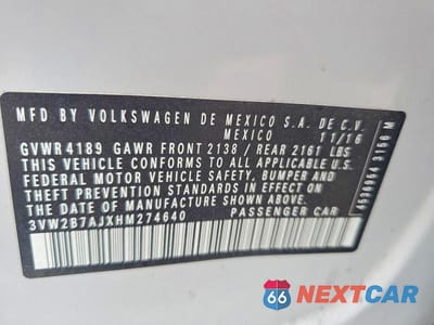 Zdjęcie 12 z 12 samochodu: 2017 VOLKSWAGEN JETTA S VIN:3VW2B7AJXHM274640 - miniatura