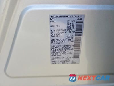 Zdjęcie 13 z 13 samochodu: 2017 NISSAN PATHFINDER SV VIN:5N1DR2MN6HC607213 - miniatura
