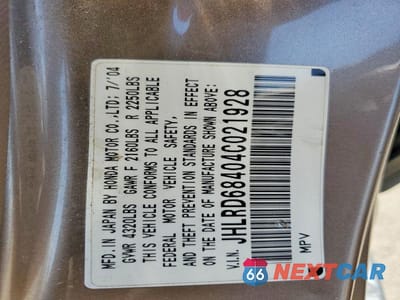 Zdjęcie 13 z 13 samochodu: 2004 HONDA CR-V LX VIN:JHLRD68404C021928 - miniatura