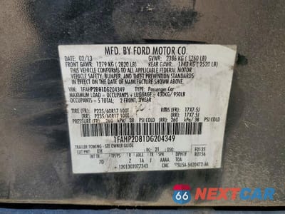 Zdjęcie 12 z 12 samochodu: 2013 FORD TAURUS SE VIN:1FAHP2D81DG204349 - miniatura